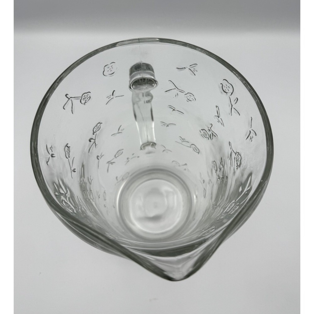 Anchor Hocking Savannah Clear Glass Embossed Roses Flowers Water Pitcher - Picture 6 of 6